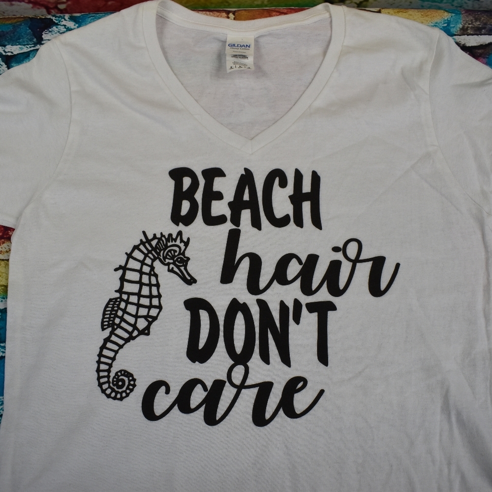 Beach hair don't care graphic